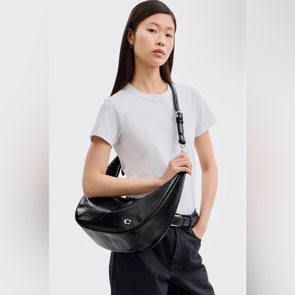 Coach Juliet Sling Shoulder Bag Black Glazed Leather New In Package! $395 RET - Picture 2 of 3